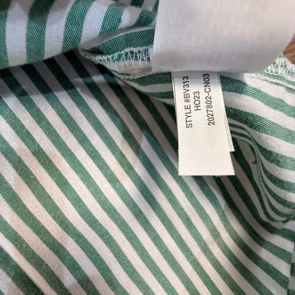 J. Crew Crewcuts Girls Long Sleeve Nightgown in Green Stripe XL 12/14 Polyester